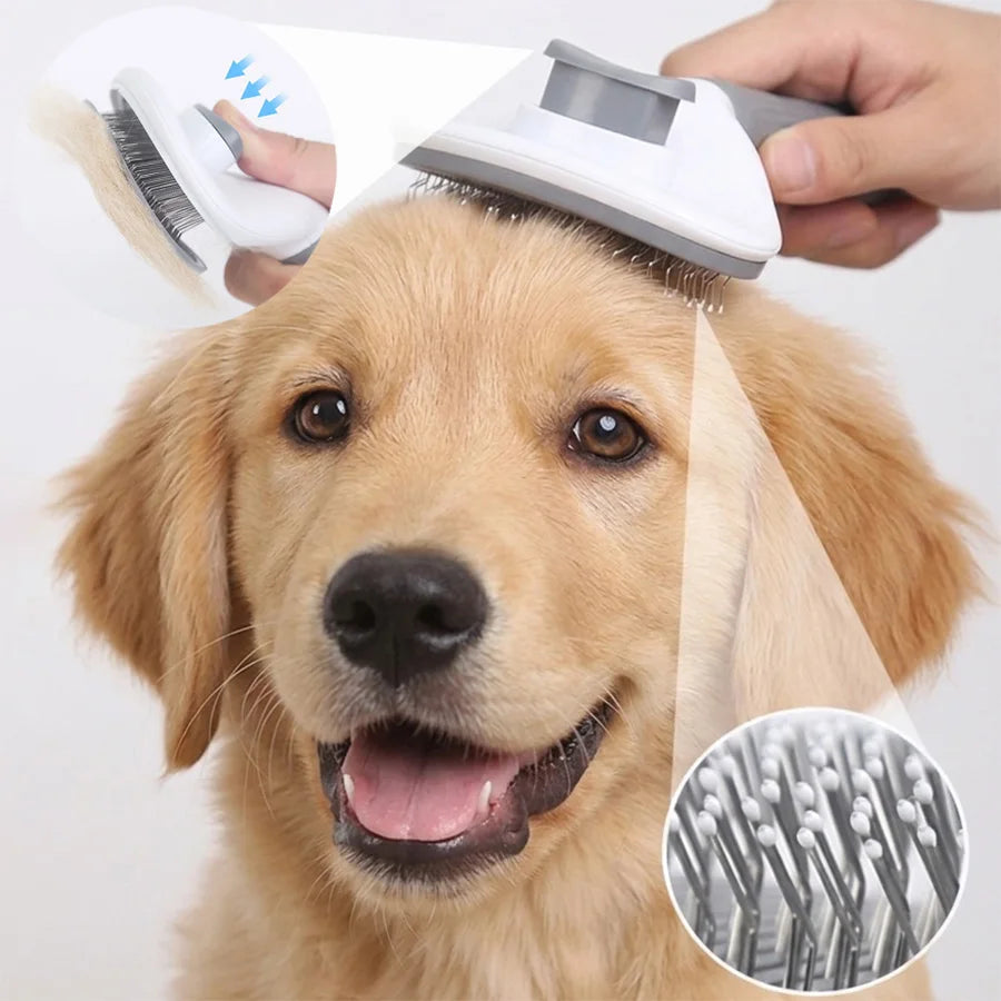 Cepillo autolimpiante para perros y gatos, peine para el cuidado de tu mascota.