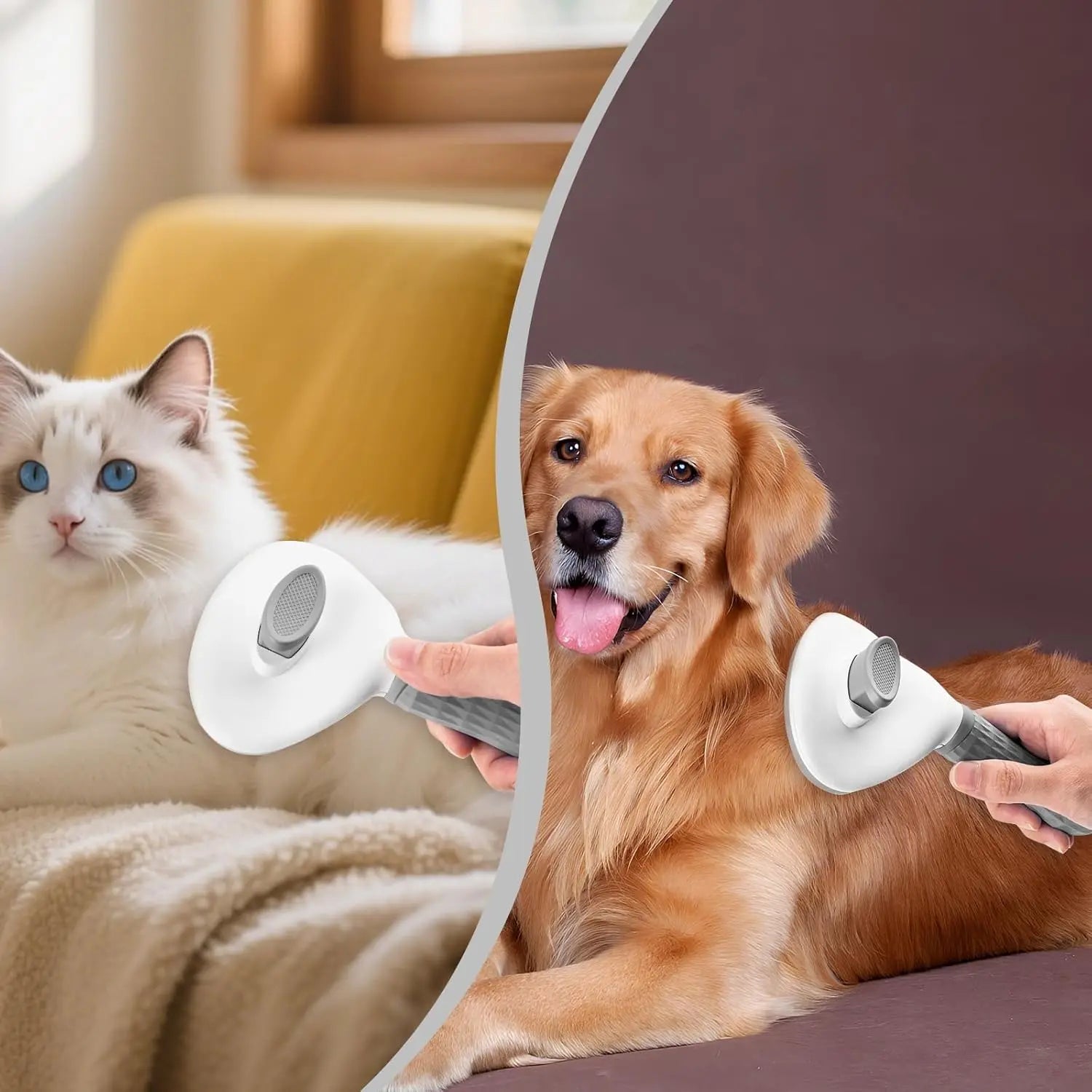 Cepillo autolimpiante para perros y gatos, peine para el cuidado de tu mascota.