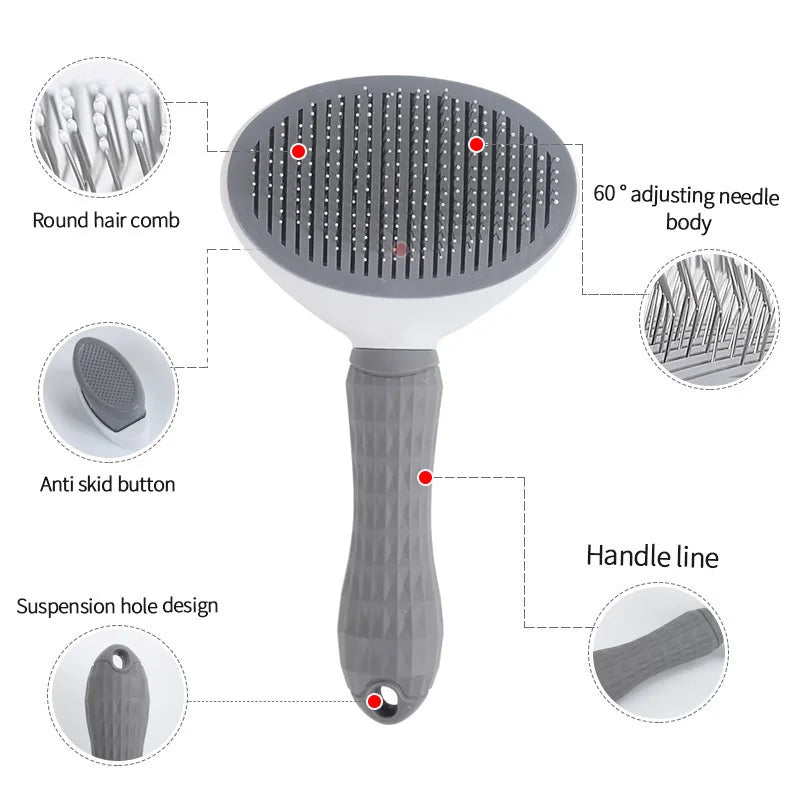 Cepillo autolimpiante para perros y gatos, peine para el cuidado de tu mascota.