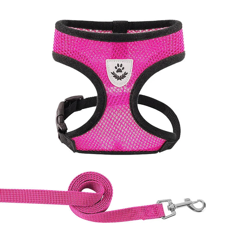 Arnés transpirable para perro, chaleco ajustable, malla de poliéster.