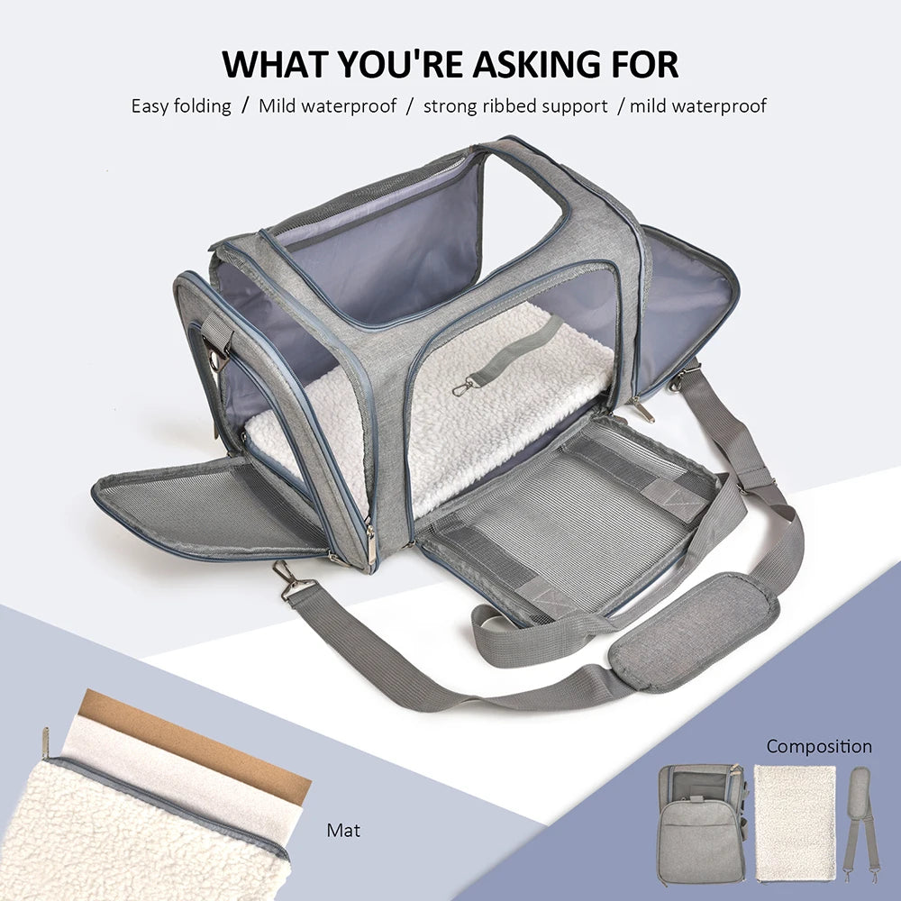 Bolsa Transportadora para Perros y Gatos - Aprobado para Aerolíneas, Impermeable