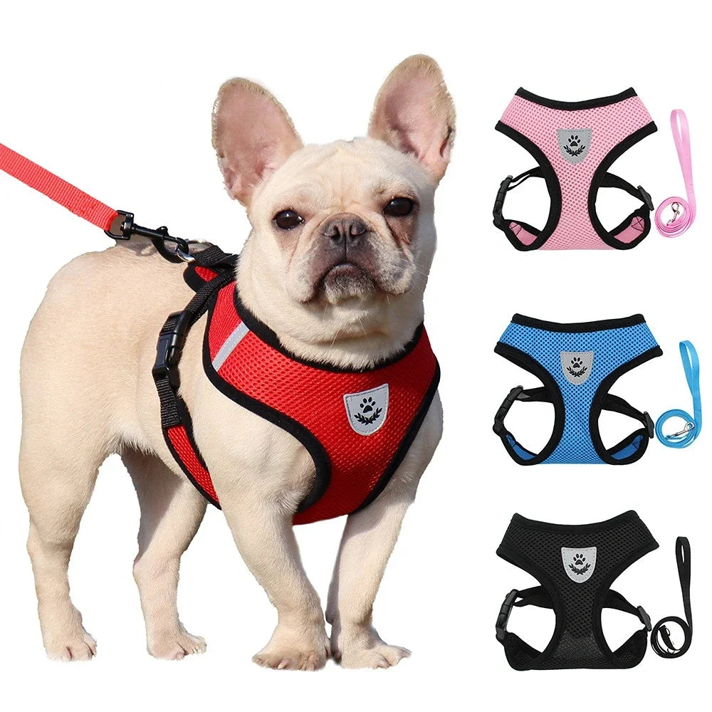 Arnés transpirable para perro, chaleco ajustable, malla de poliéster.