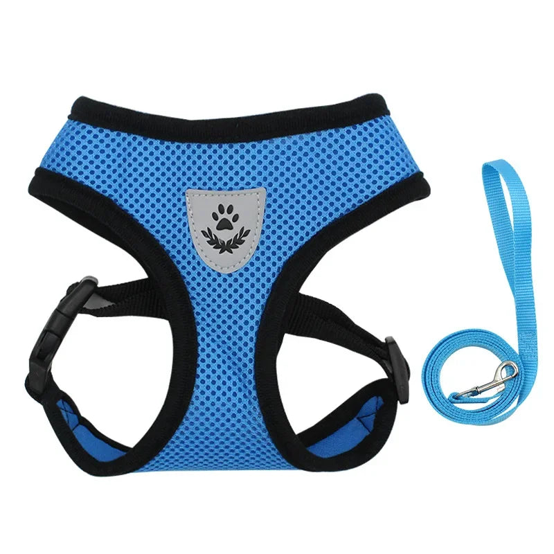 Arnés transpirable para perro, chaleco ajustable, malla de poliéster.